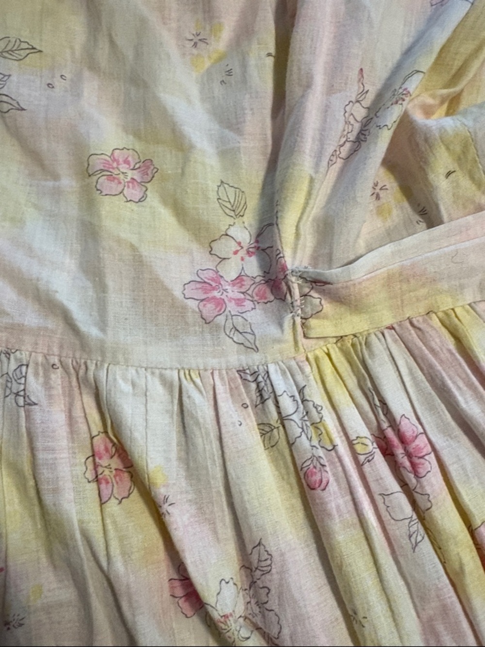 Floral Lace-Trim Cotton Dress with Matching Bonnet - White, Pink & Yellow - Picture 4 of 10